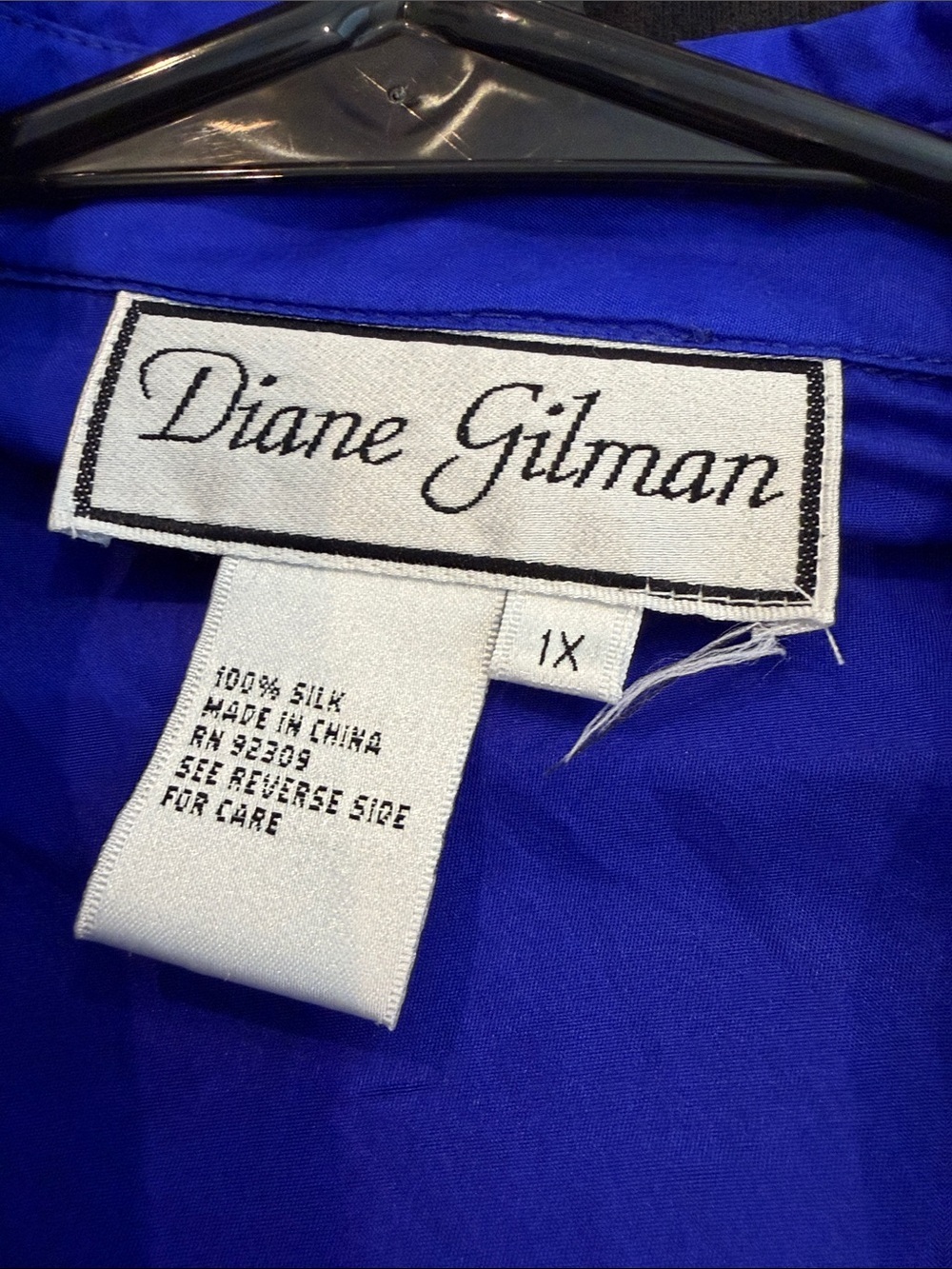 Diane Gilman Wearable Art 100% Silk Sequin Blue Purple Leopard Button up Sz 1X - Picture 5 of 7